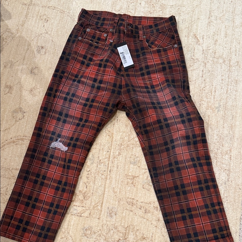 R13 Red and Black Plaid Women Jeans